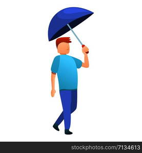 Modern man blue umbrella icon. Cartoon of modern man blue umbrella vector icon for web design isolated on white background. Modern man blue umbrella icon, cartoon style