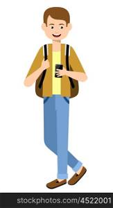 Modern man with a smartphone. Vector