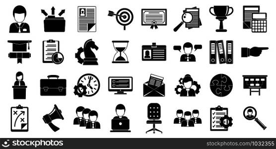 Modern managing skills icons set. Simple set of modern managing skills vector icons for web design on white background. Modern managing skills icons set, simple style