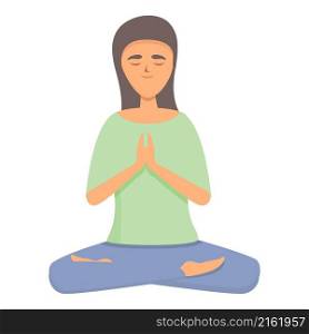 Modern meditation icon cartoon vector. Woman relax. Zen pose. Modern meditation icon cartoon vector. Woman relax