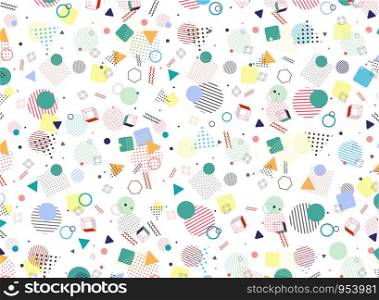 Modern Memphis geometric colorful pattern style shape background. Decorating in abstraction design artwork for ad, poster, wrapping, artwork. illustration vector eps10