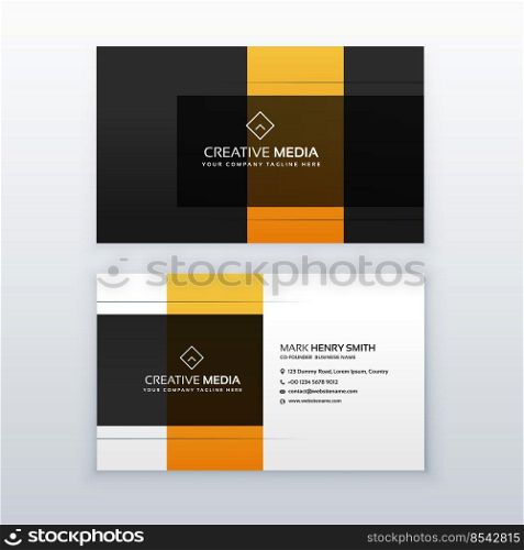 modern minimal yellow and black business card template design