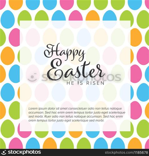 Modern minimalist colorful happy easter card template with color eggs background pattern. Happy Easter card template