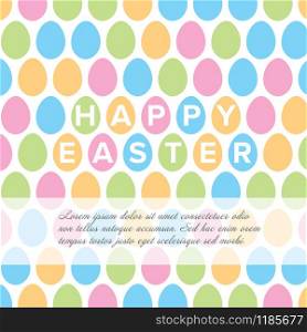 Modern minimalist colorful happy easter card template with color eggs pattern