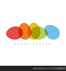 Modern minimalist colorful happy easter card with color eggs. Happy Easter - minimalist colorful easter card