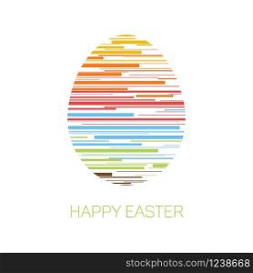 Modern minimalist happy easter card with egg made from colorful lines. Happy Easter - minimalist easter card