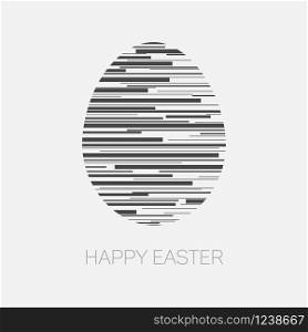 Modern minimalist happy easter card with egg made from lines. Happy Easter - minimalist easter card