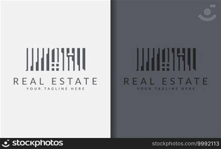Modern Minimalist House Construction Logo Design with Abstract Stylish Lines Concept. Usable for Property Agent Business, Building Construction Company, Home Services Logo.