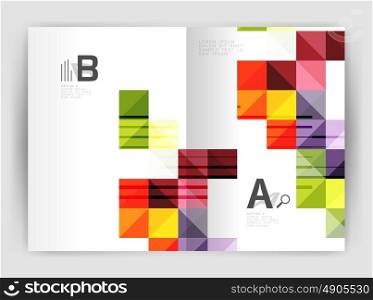 Modern minimalistic geometrical square business leaflet template design, a4 print template