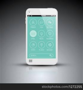 Modern mobile phone template with flat user interface (UI)