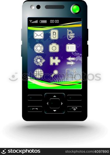 modern mobile phone with background - vector illustration