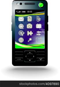 modern mobile phone with background - vector illustration