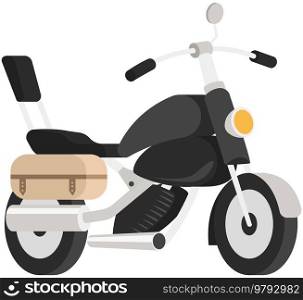 Modern motorcycle, vector illustration urban life, ride motorbike in city. Fast for food delivery. Petrol or electric motorcycle design. Light motorcycle transportation. Two-wheeled vehicle one-seater. Modern motorcycle, vector illustration, urban life, ride motorbike in city fast delivery service