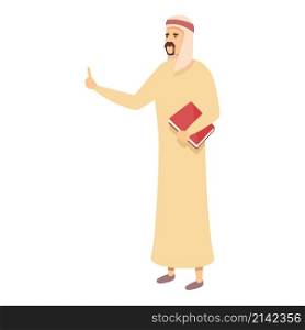 Modern muslim teacher icon cartoon vector. Online study. Arab class. Modern muslim teacher icon cartoon vector. Online study