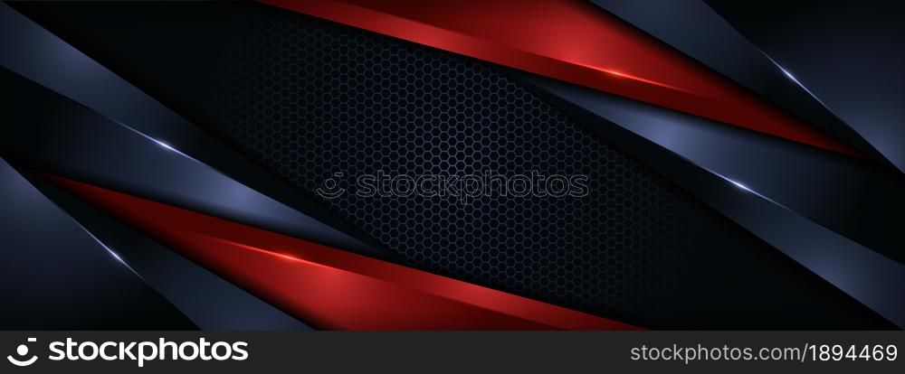 Modern Navy and Red Combination Background with Futuristic Overlap Layered Style Concept. Graphic Design Element.