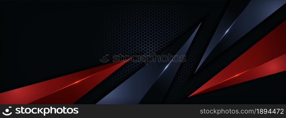 Modern Navy and Red Combination Background with Futuristic Overlap Layered Style Concept. Graphic Design Element.