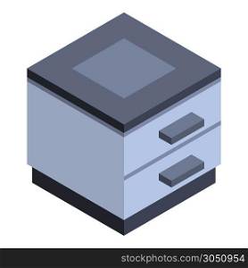 Modern nightstand icon. Isometric of modern nightstand vector icon for web design isolated on white background. Modern nightstand icon, isometric style