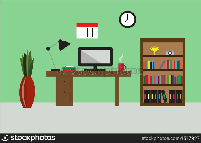 modern office, working room on flat design