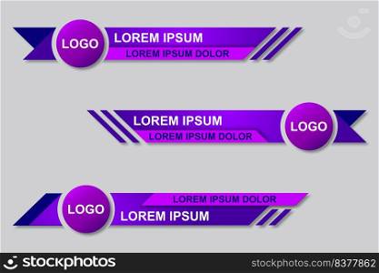 Modern≥ometric lower third ban≠r template design. Colorful lower thirds set template vector. Vector illustration