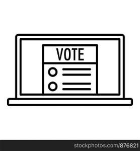 Modern online vote icon. Outline modern online vote vector icon for web design isolated on white background. Modern online vote icon, outline style