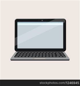 Modern open laptop with blank screen isolated on white background. Realistic laptop mockup. Computer screen front view.. Modern open laptop with blank screen isolated on white background. Realistic laptop mockup. Computer screen front view. Vector illustration