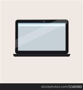 Modern open laptop with blank screen isolated on white background. Realistic laptop mockup. Computer screen front view.. Modern open laptop with blank screen isolated on white background. Realistic laptop mockup. Computer screen front view. Vector illustration