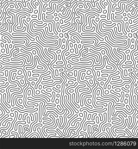 Modern organic background with rounded lines. Structure of natural cells, maze, coral. Black and white vector seamless patterns with diffusion reaction. Linear design with biological shapes. Modern organic background with rounded lines. Structure of natural cells, maze, coral. Black and white vector seamless patterns with diffusion reaction. Linear design with biological shapes.