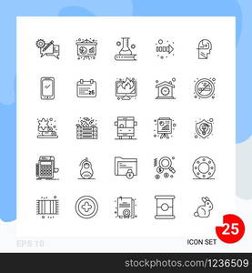 Modern Pack of 25 Icons. Line Outline Symbols isolated on White Backgound for Website designing. Creative Black Icon vector background