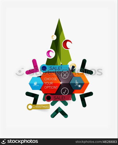 Modern paper Christmas stickers, New Year infographic sale banner templates