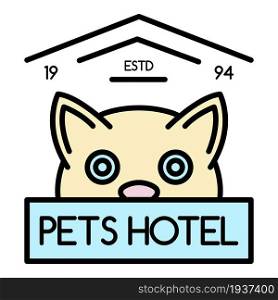 Modern pet hotel logo. Outline modern pet hotel vector logo color flat isolated. Modern pet hotel logo, outline style