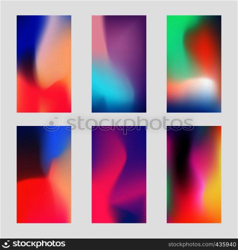 Modern phone vector elegant wallpaper. Blurred multicolored backgrounds with gradient meshes. Multicolor wallpaper for smartphone, blurry paint glowing illustration. Modern phone vector elegant wallpaper. Blurred multicolored backgrounds with gradient meshes