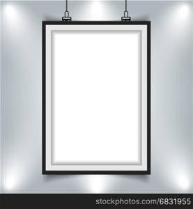 modern picture frame hanging on wall with spotlight vector