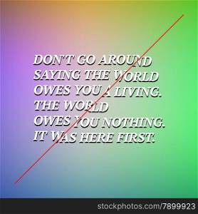 Modern poster with typographic quote of Mark Twain with diagonal line over blurred background