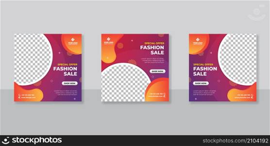 Modern promotion square web banner for social media fashion sale