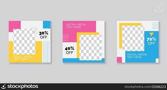 Modern promotion square web banner for social media mobile apps