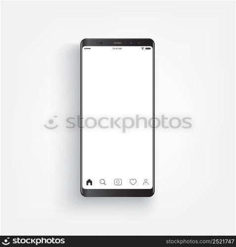 Modern realistic black smartphone. Smartphone with edge side style, 3D Vector illustration of cell phone.