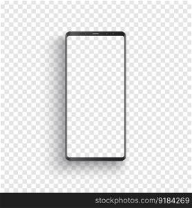 Modern realistic black smartphone. Smartphone with isolated on transparent background. 3D Vector illustration of cell phone.