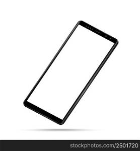 Modern realistic perspective black smartphone. Smartphone with edge side style, 3d Vector illustration of cell phone.