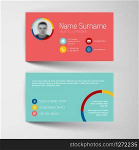 Modern red and teal simple business card template with flat user interface