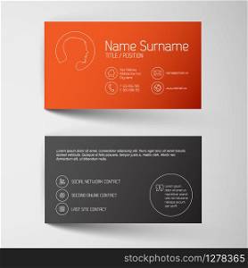 Modern red business card template with simple white line graphic