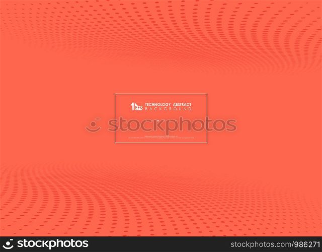 Modern red living coral tech circle dots pattern halftone background. You can use for perspective presentation, ad, poster, template, artwork, annual report. illustration vector eps10