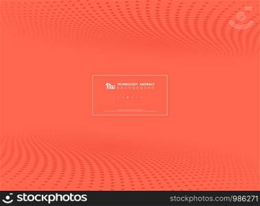 Modern red living coral tech circle dots pattern halftone background. You can use for perspective presentation, ad, poster, template, artwork, annual report. illustration vector eps10