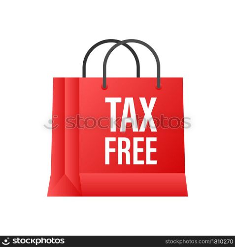 Modern red tax free sign on white background. Vector stock illustration. Modern red tax free sign on white background. Vector stock illustration.