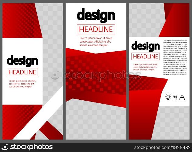 Modern red, white and black design for flyer, presentations templates with space for photo background. Annual report, leaflet, book, poster, brochure, cover design. Corporate advertising graphic design.