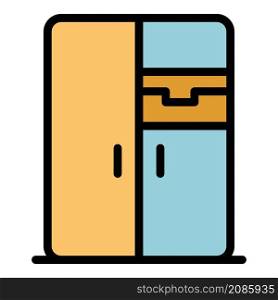 Modern refrigerator icon. Outline modern refrigerator vector icon color flat isolated. Modern refrigerator icon color outline vector