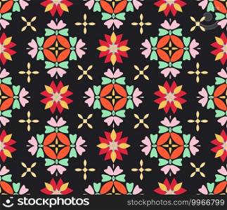 modern repeated pattern with colorful and illustrative flowers