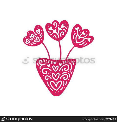modern retro vase with flowers and blossom in hygge style. Scandinavian flourish vector element with hearts for valentine day, romantic love greeting card, holiday.. modern retro vase with flowers and blossom in hygge style. Scandinavian flourish vector element with hearts for valentine day, romantic love greeting card, holiday