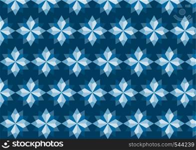 Modern rhomboid or star pattern in abstract feature on blue color. Graphic tile pattern in classic style.