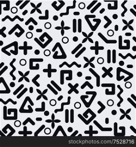 Modern seamless hand drawn geometric memphis patterns, geometric simple shapes. Vector design.