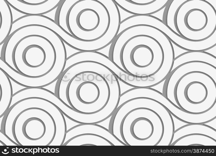 Modern seamless pattern. Geometric background with perforated effect. Shadow creates 3D texture.Perforated circles with merging tails.